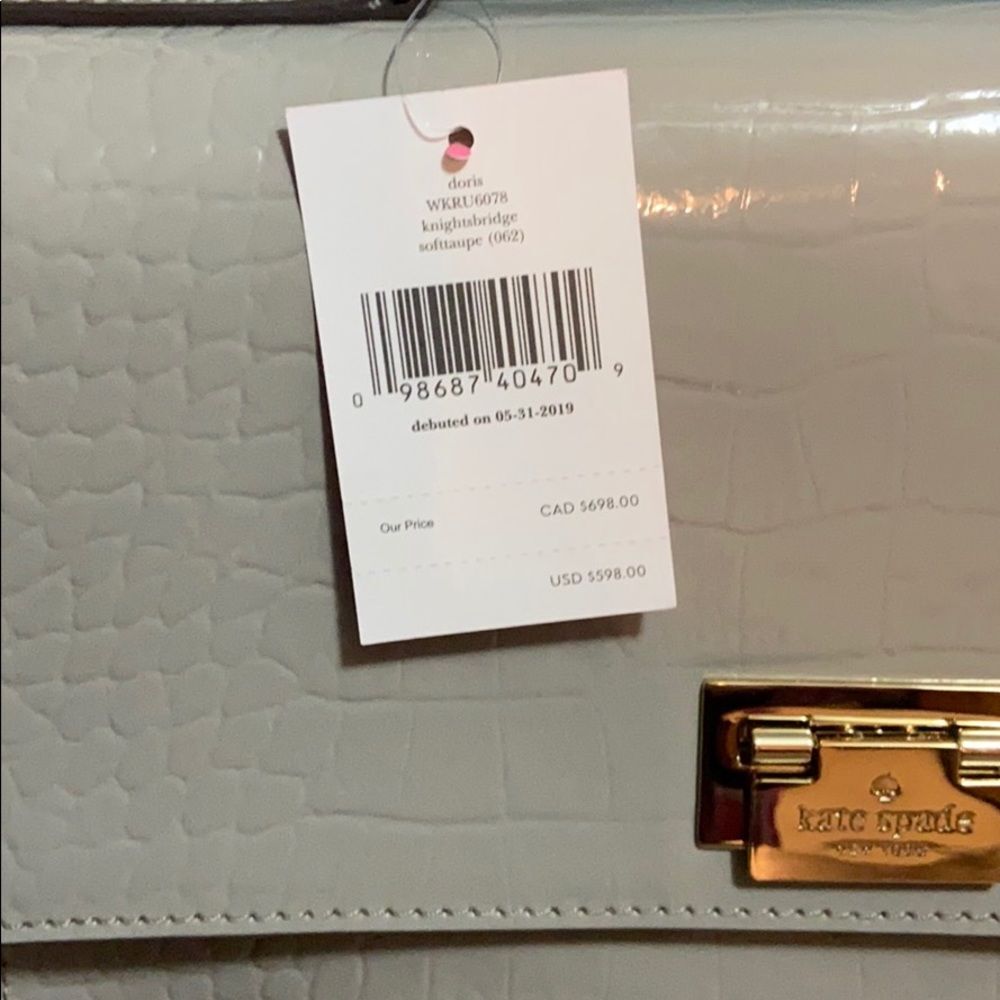 NEW Soft Taupe Croc-Embossed Doris Leather Satchel - Picture 4 of 5